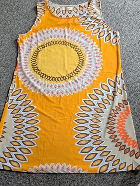 Aryeh Sleeveless Dress with White and Brown Geometric Motif
